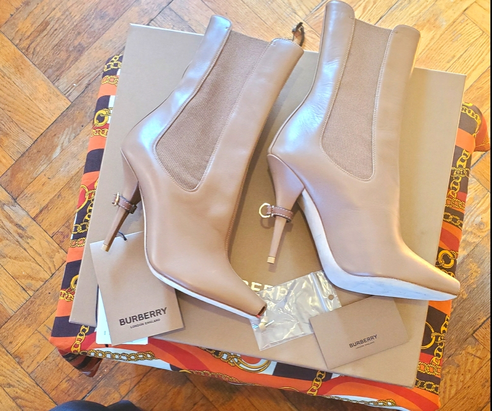 Burberry peep toe booties